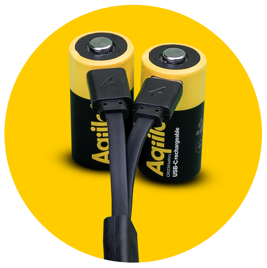 Aqiila AQ86CR123A381C2 CR 123A 3 V 750 mAh Schwarz, Gelb
