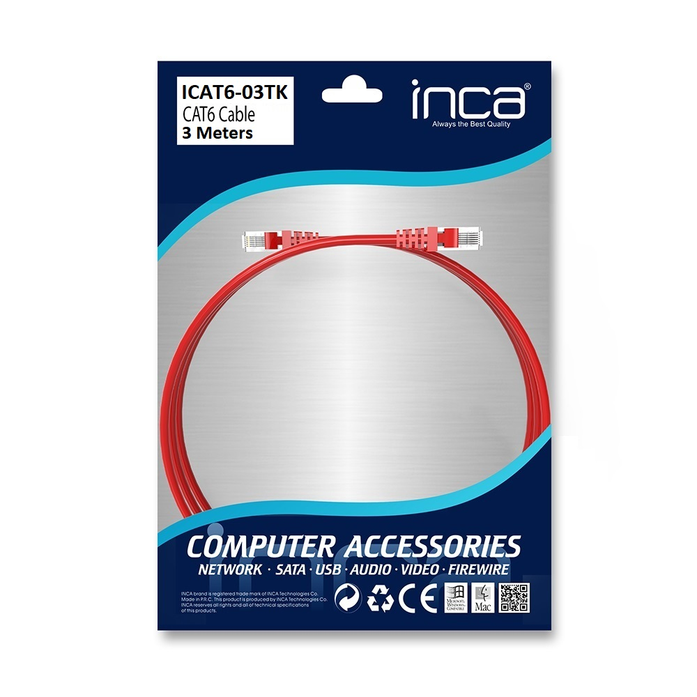 INCA ICAT6-03TK Cat6 UTP Patchkabel RJ45 3 m Rot