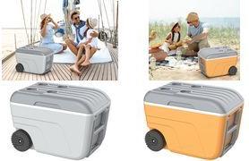 EDA Kühlbox NOMADE, 52 Liter, fahrbar, kurkuma / grau aus Kunststoff (PP), robuste Räder, ergonomischer Griff, - 1 Stück (019309 J.CU/G.G)