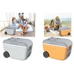 EDA Kühlbox NOMADE, 52 Liter, fahrbar, kurkuma / grau aus Kunststoff (PP), robuste Räder, ergonomischer Griff, - 1 Stück (019309 J.CU/G.G)