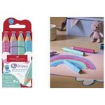 FABER-CASTELL Dreikant-Buntstift Grippy Pastell, 4er Etui mit weicher Jumbomine, speziell für kleine Kinderhände, - 1 Stück (110702)