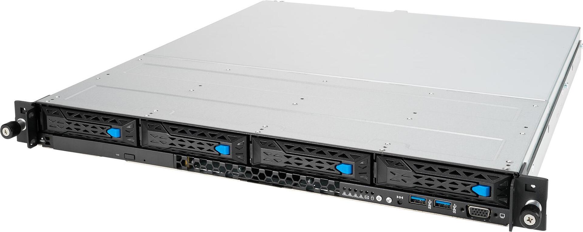 ASUS RS300-E11-RS4 1U Rack-Server mit Intel C252, 4x 3,5" Hot-Swap, redundantes 450W Netzteil, Silber