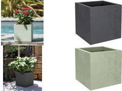 poétic Pflanzgefäß BASALT UP, quadratisch, 295 mm, anthrazit Pflanzwürfel aus Kunststoff, in Beton-Optik, für Innen-/ - 1 Stück (013764 G.ANT SX)