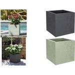 poétic Pflanzgefäß BASALT UP, quadratisch, 295 mm, anthrazit Pflanzwürfel aus Kunststoff, in Beton-Optik, für Innen-/ - 1 Stück (013764 G.ANT SX)