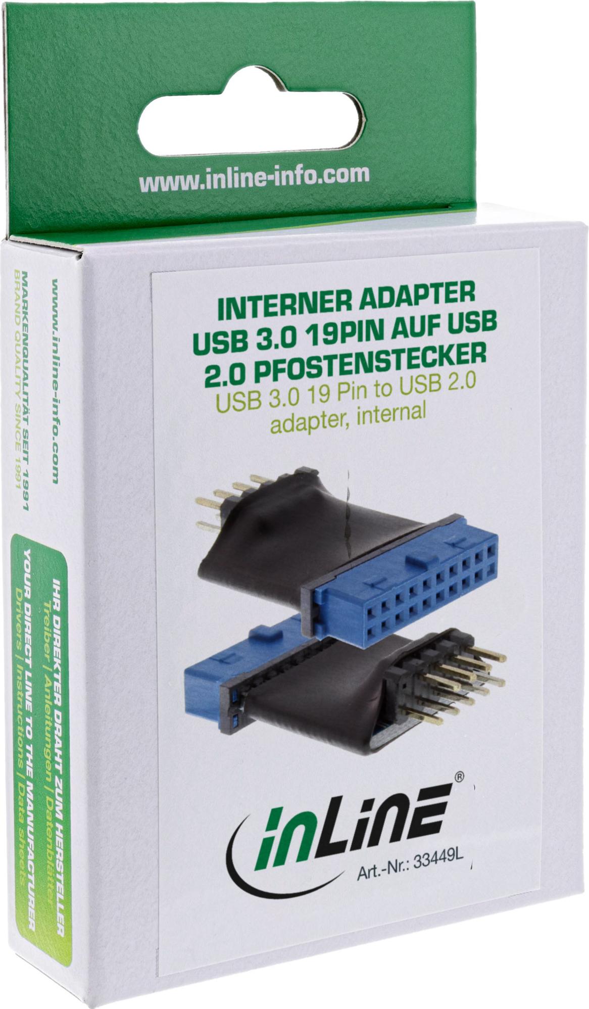 InLine 33449L Interner USB-Adapter 0,13 m Schwarz