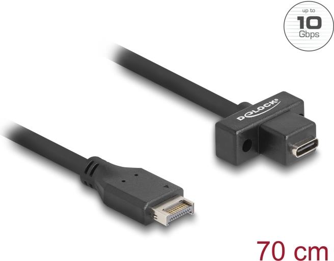 Delock USB 10Gbps Kabel Typ-E Key A 20 Pin Stecker> USB-C BU zum Einbau 0.7m (85776)