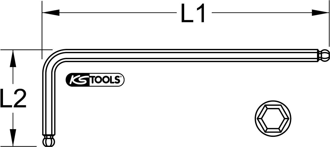 KS TOOLS Doppel-Kugelkopf-Innensechskant-Winkelstiftschlüssel, XL, 8,0mm, O