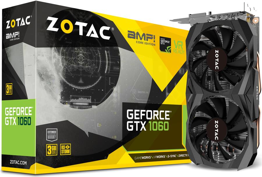 Zotac GeForce GTX 1060 3GB AMP Core Edition GeForce GTX 1060 3GB GDDR5 (ZT-P10610H-10M)