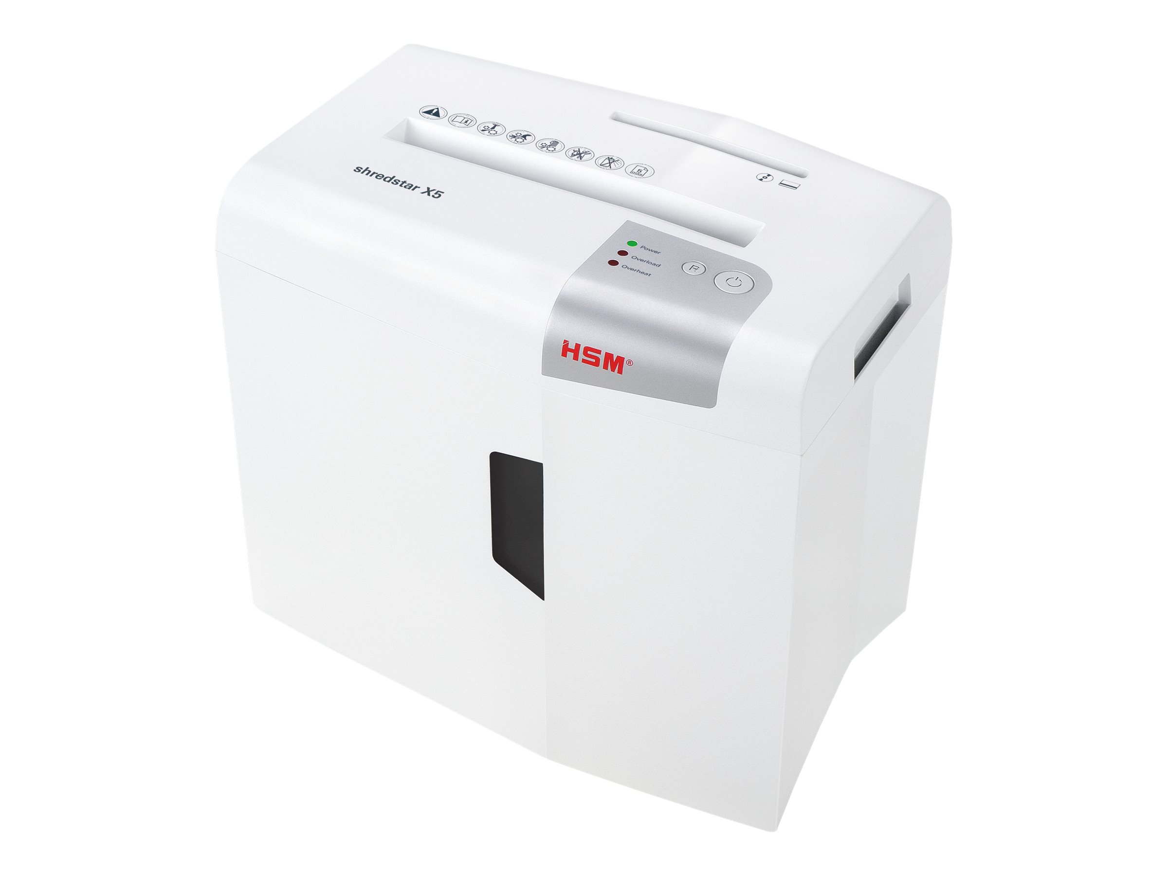 HSM shredstar X5 Aktenvernichter Partikelschnitt 4,5x30 mm 5 Blatt 18 Liter Weiß, Silber