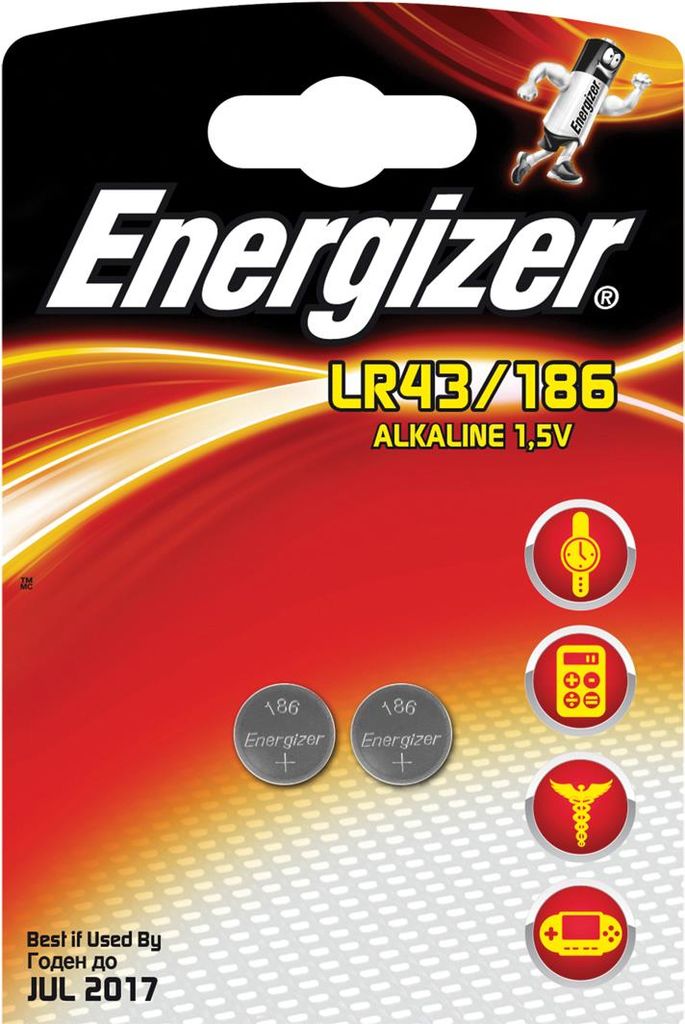 Energizer Knopfzelle LR 43 Alkali-Mangan AG12 123 mAh 1.5 V 2 St. (639319)