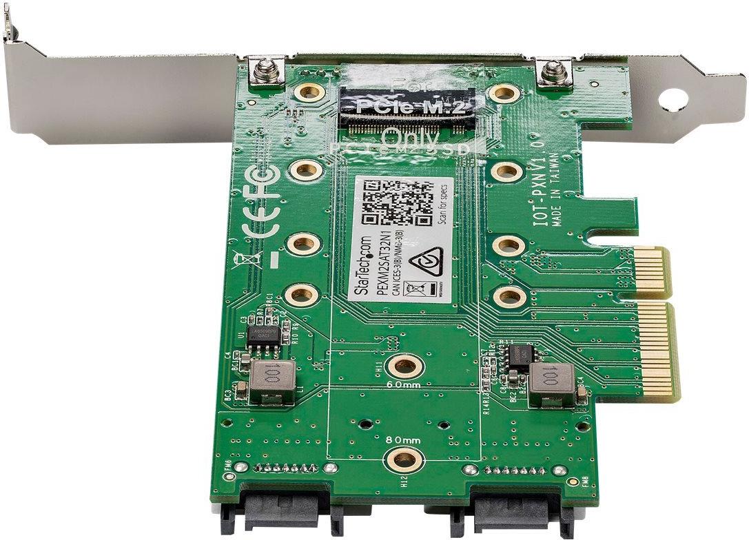 StarTech.com M.2 SSD-Adapterkarte PEXM2SAT32N1, 3x M.2 (1x PCIe NVMe + 2x SATA III), PCIe 3.0