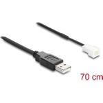 Delock Lüfterkabel USB 2.0 Typ-A Stecker zu 3 Pin (2 Pins belegt) Lüfteranschluss-Stecker 70 cm (91229)