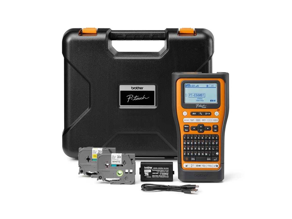 Brother P-Touch PT-E560BTVP Beschriftungsgerät Thermotransfer 180 dpi USB 3.0 Bluetooth Schwarz/Orange
