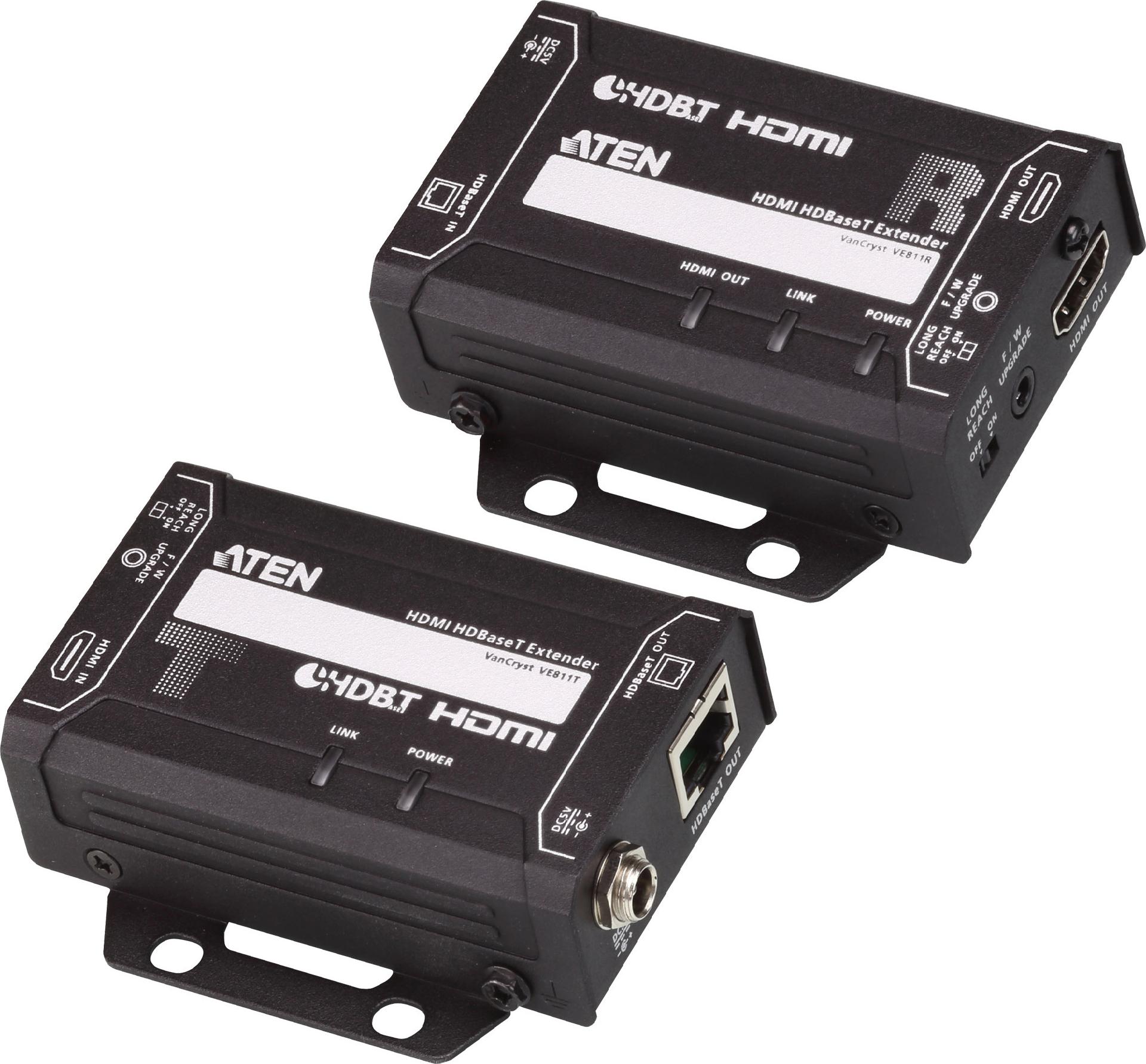 ATEN VanCryst VE811 HDMI HDBaseT Extender 4K Sender und Empfänger 150 m Schwarz