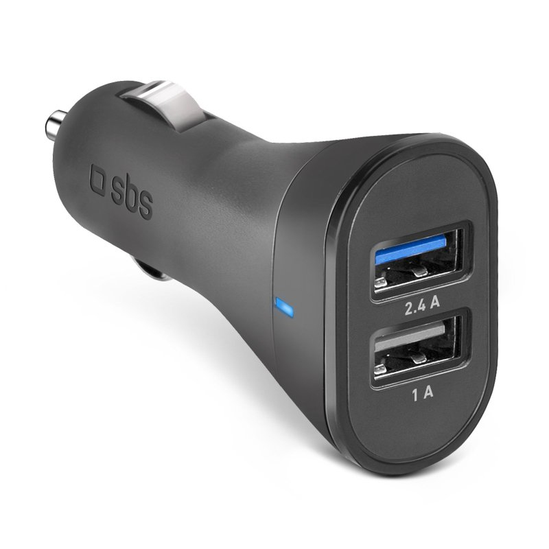 SBS TECR2USB24AFAST Kfz-Ladegerät 2x USB Zigarettenanzünder Schwarz