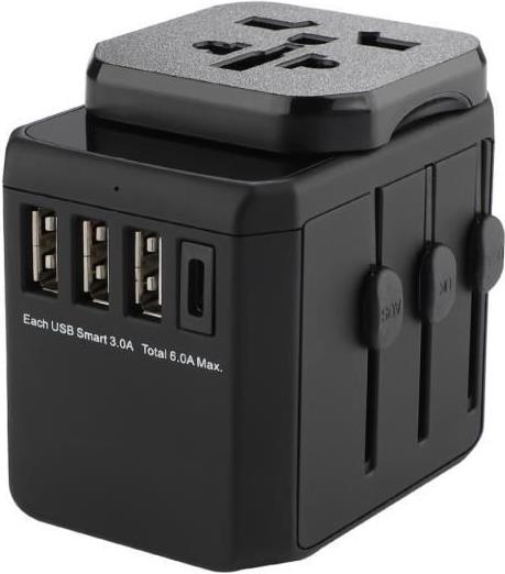 MicroConnect World Travel Adapter 3 USB A ports and 1 USB-C port with (MC-TRAVELADAPTER3)