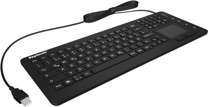 KeySonic KSK-6231INEL UK Industrietastatur Touchpad IP68 Schwarz