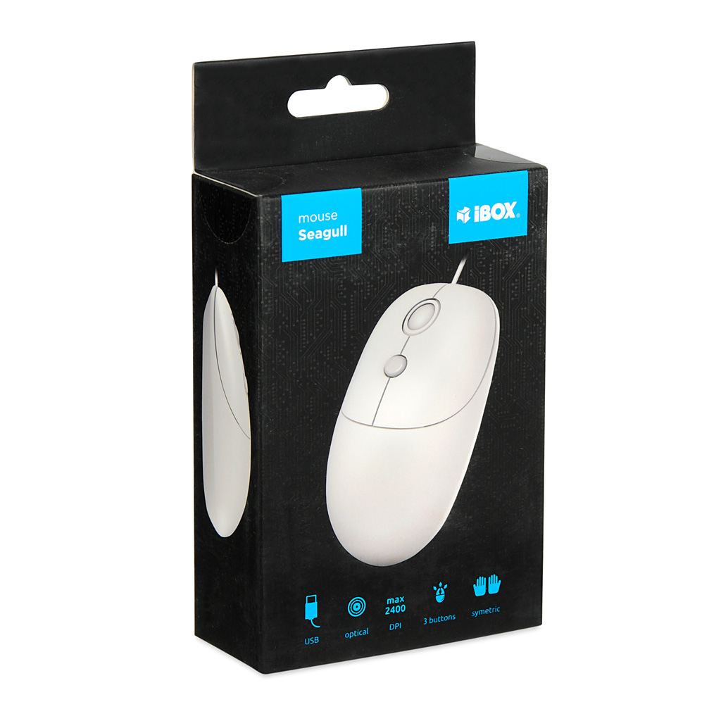 iBOX Seagull Kabelgebundene Optische Maus USB 2400 DPI Weiß