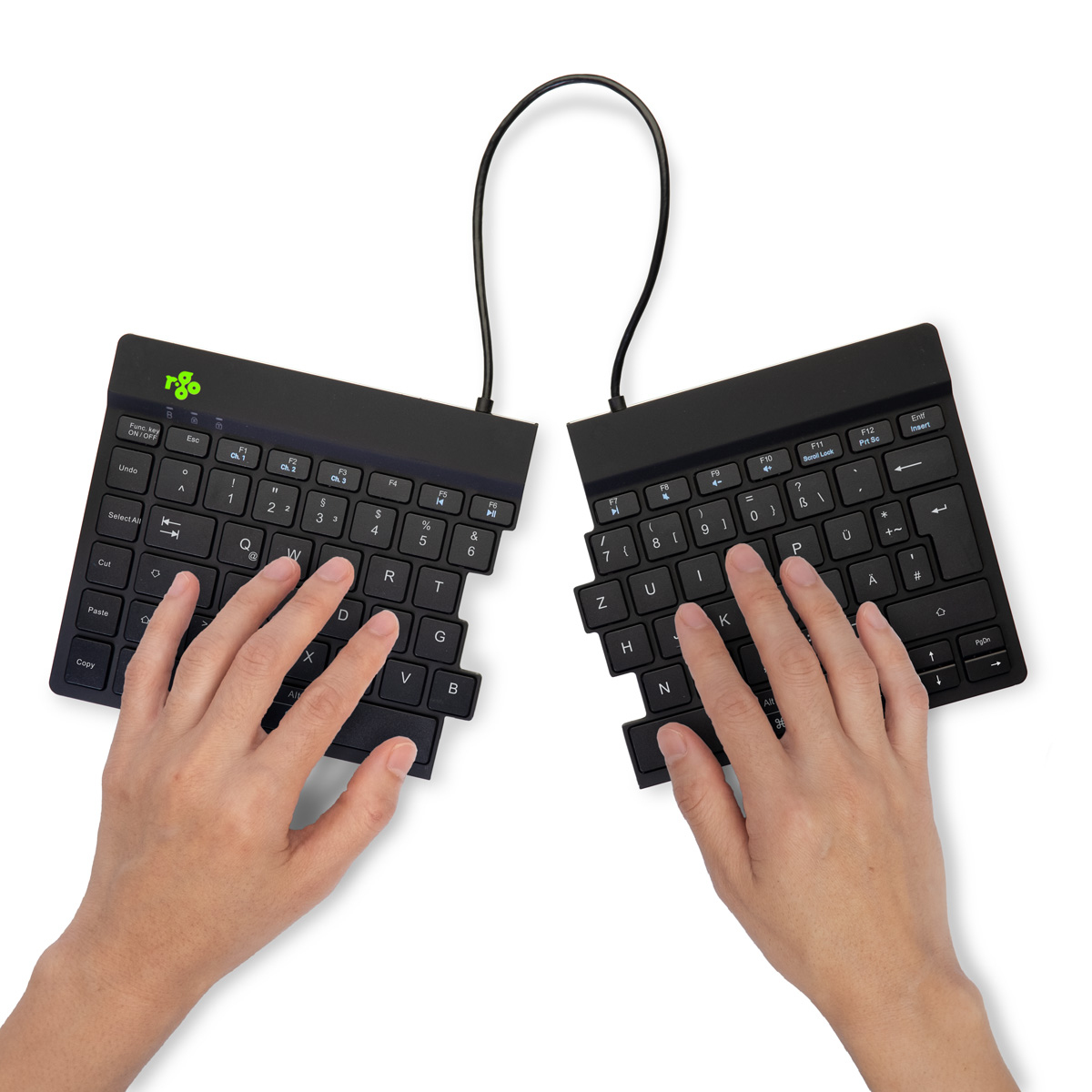 R-Go Tools Split Break Ergonomische Funk-Tastatur Bluetooth 5.0 QWERTZ Schwarz
