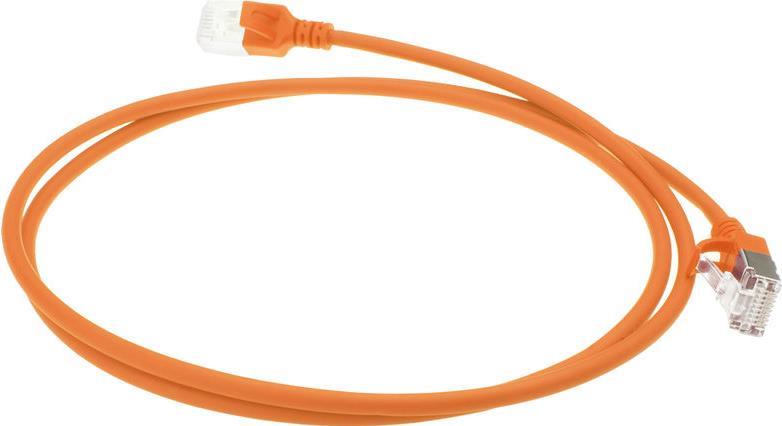 ACT Orange 1.5 meter LSZH U/FTP CAT6A datacenter slimline patch cable snagless with RJ45 connectors (DC7151)