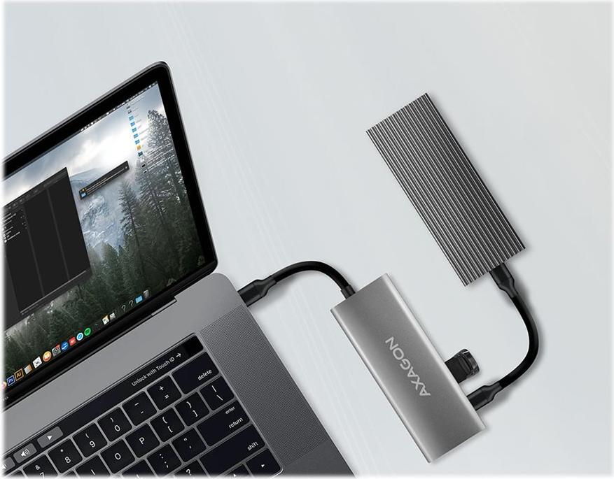 AXAGON HMC-5G2 SPEEDSTER 5H Dockingstation HDMI 2x USB 3.2 Gen 2 Type-A 2x USB 3.2 Gen 2 Type-C Grau