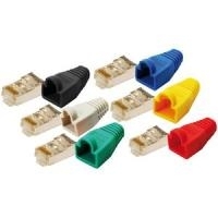 LogiLink RJ45 Stecker, Kat.5e, mit Knickschutztülle, blau Modularstecker 8P8C für Rundkabel, vergoldete Kontakte (MP0014)