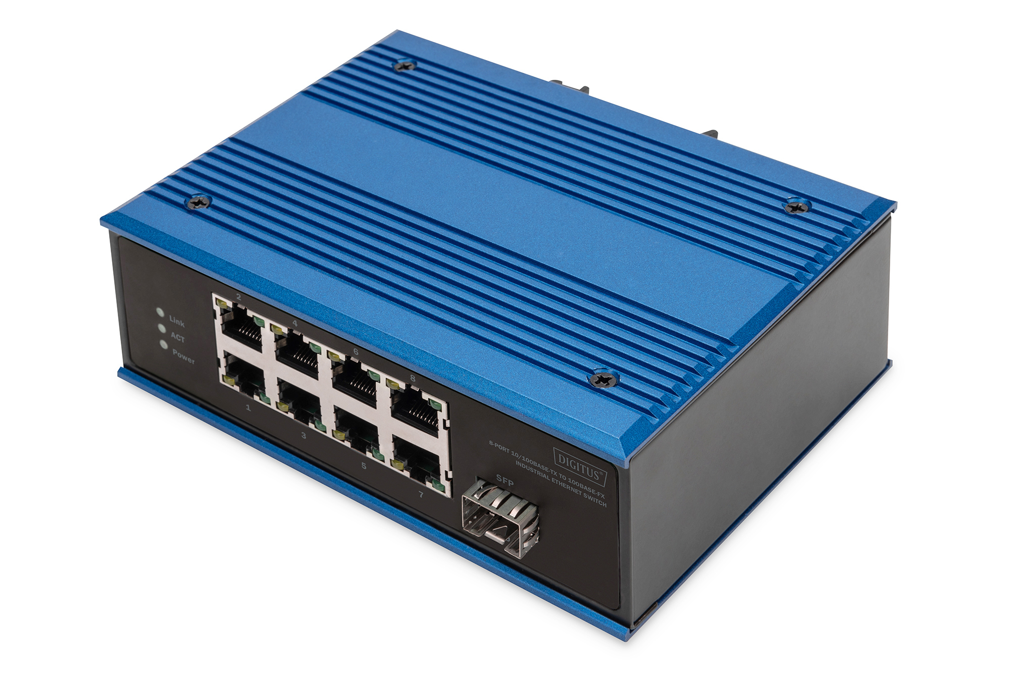 Digitus DIGITUS DN-651132 Industrie-Ethernet-Switch 8 Ports 1,8 Gbps Schwarz, Blau