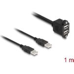Delock USB 2.0 Kabel 2 x USB Typ-A Stecker zu 2 x USB Typ-A Buchse mit Schrauben zum Einbau 1 m schwarz (88105)