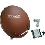 SCHWAIGER SAT Anlage 80 cm 8 Teilnehmer Quattro-LNB (ohne Switch) Ziegel-Rot mit Multischalter 5/8