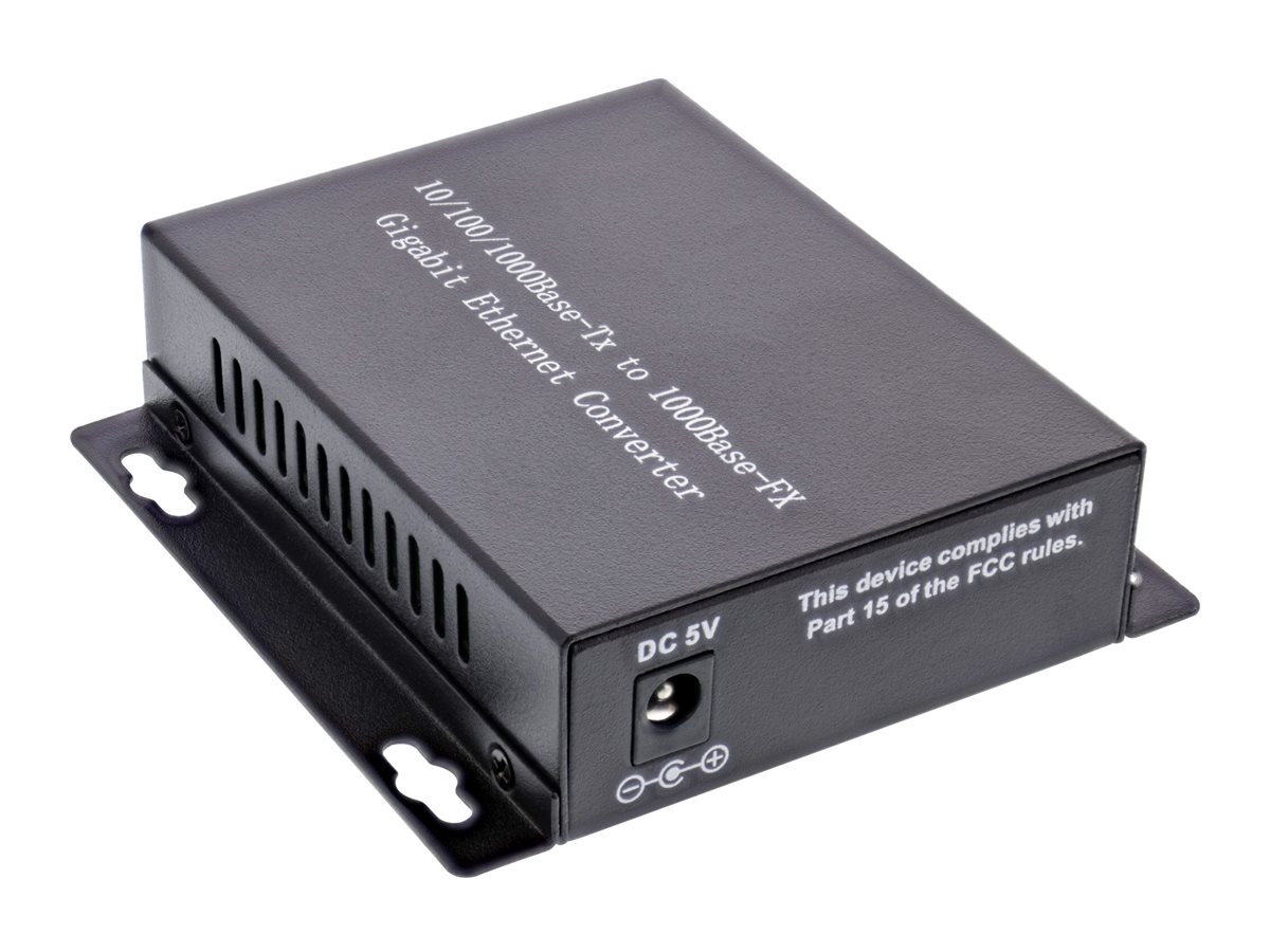 InLine 66659B Medienkonverter 10/100/1000 Mb/s RJ-45 zu SC Duplex Singlemode 20 km Schwarz