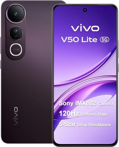 Vivo V50 Lite 5G 8GB 256GB, 120Hz 6.77" AMOLED, 50 MP ,5200 mAh Akku, Dual-SIM, IP69, Android 15, Schwarz (5669310)