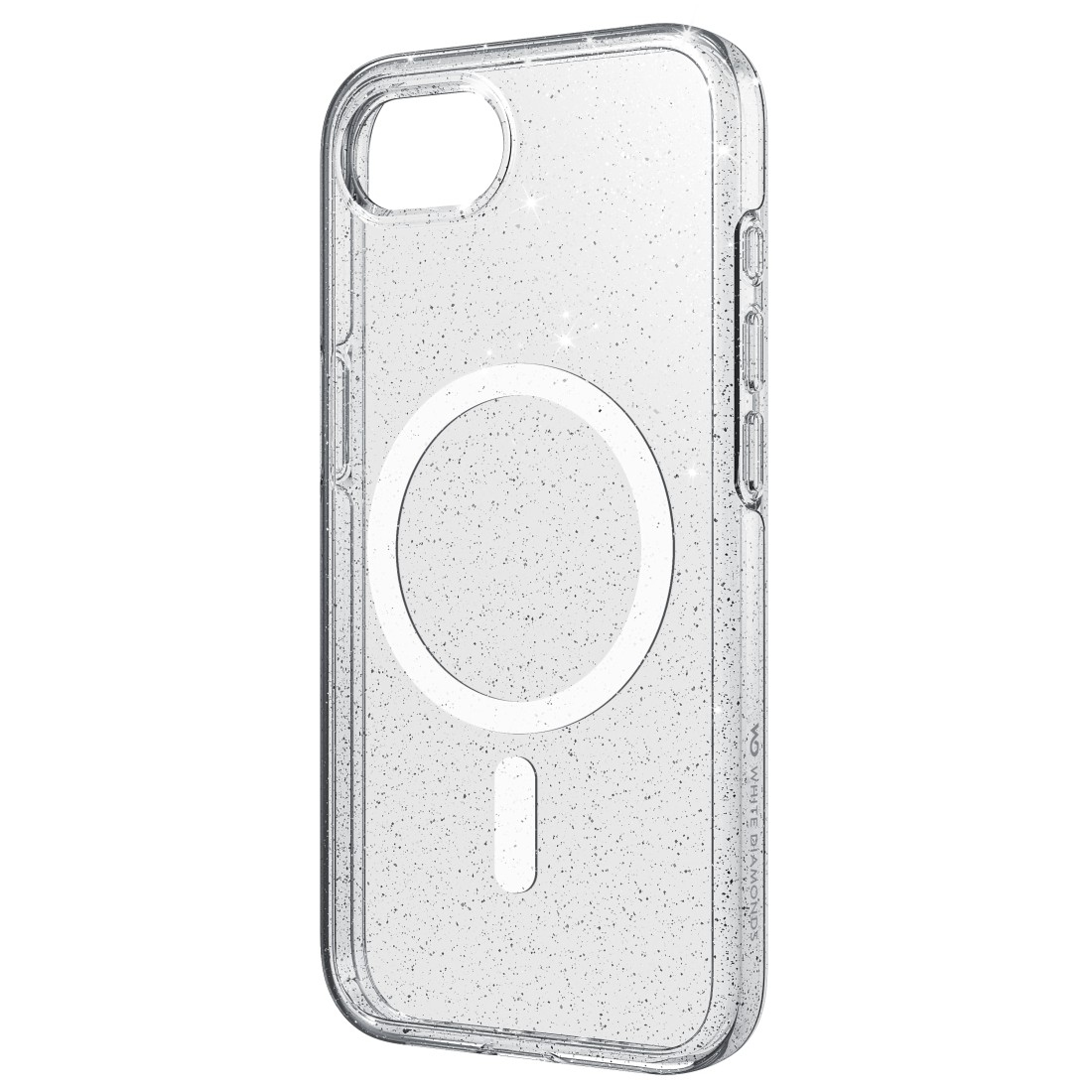 White Diamonds Cover Mag Glitter Case für Apple iPhone 16e Transparent