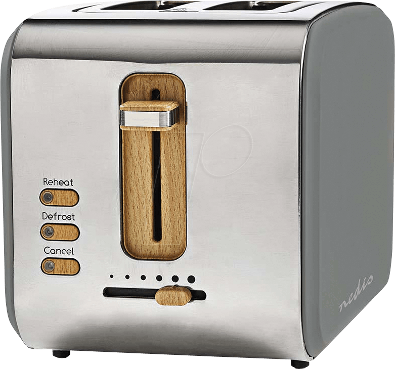 NEDIS N KABT510EGY - Toaster, 2 breite Öffnung, Soft-Touch, grau (KABT510EGY)