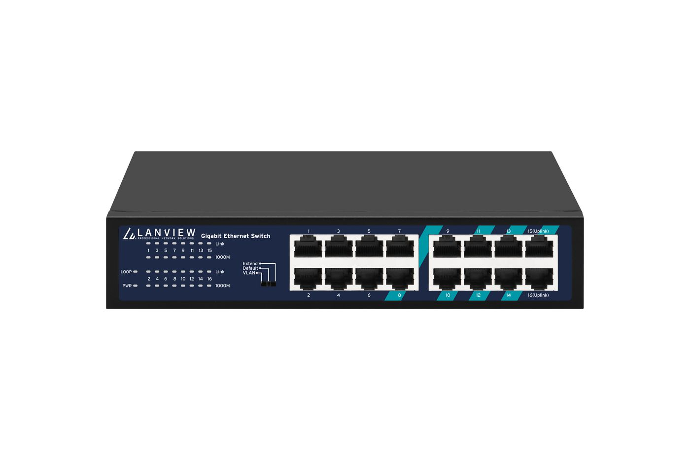 Lanview LVN-1U-16PORT-1G Gigabit Ethernet Switch 16 Ports Schwarz