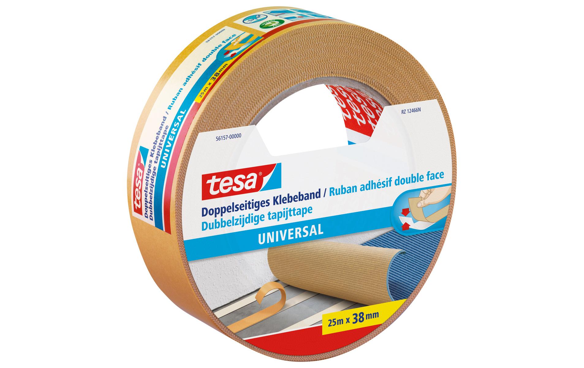 tesa Universal Doppelseitiges Klebeband 38 mm x 25 m, Weiß