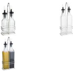 APS Essig- und Öl-Menage, Glas/Edelstahl, 0,12 Liter Essig- und Ölbehälter aus Glas mit Deckel, mit - 1 Stück (40445)