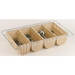 APS Besteckbehälter BUFFET GN 1/1, 4 Fächer, hellbeige Poly-Rattan-Korb mit verchromtem Drahtgestell, stabile - 1 Stück (11965)