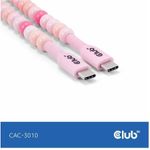 Club 3D Lifestyle USB-C Perlen-Kabel PD60W 480Mbps 2m rosa retail (CAC-3010)