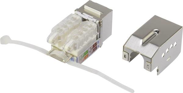 Renkforce RJ45-Einbaumodul Keystone CAT 6 Metallisch, Transparent, Weiß