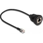 Delock Kabel RJ12 Stecker zu RJ12 Buchse zum Einbau 30 cm schwarz (87955)