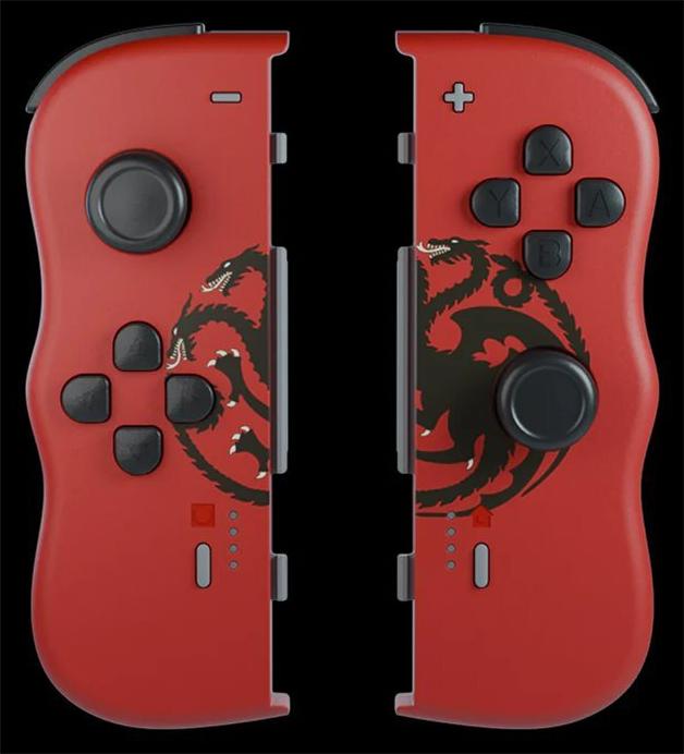 Lexip Game of Thrones Targaryen Red Edition Kabelloses Bluetooth-Gamepad Nintendo Switch, Nintendo Switch OLED Schwarz, Rot