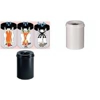 helit Stahl-Papierkorb, mit Flammenlöschkopf, 50 Liter schwarz, rund, Durchmesser: 340 mm, Höhe: 620 mm (H2515882)