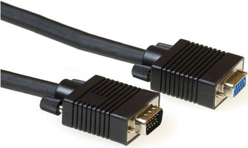 ACT 1 metre High Performance VGA extension cable male-female black. Length: 1 m Vga cable molded hd15m/f 1.00m (AK4211)