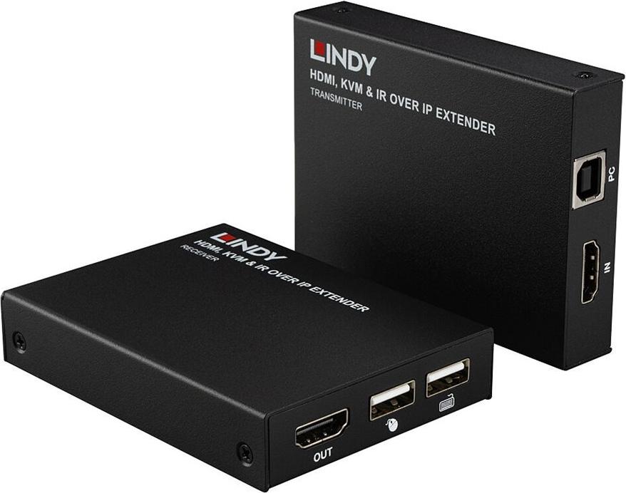 Lindy 39320 HDMI KVM & IR over IP Extender, bis 150 m über CAT 6, Schwarz
