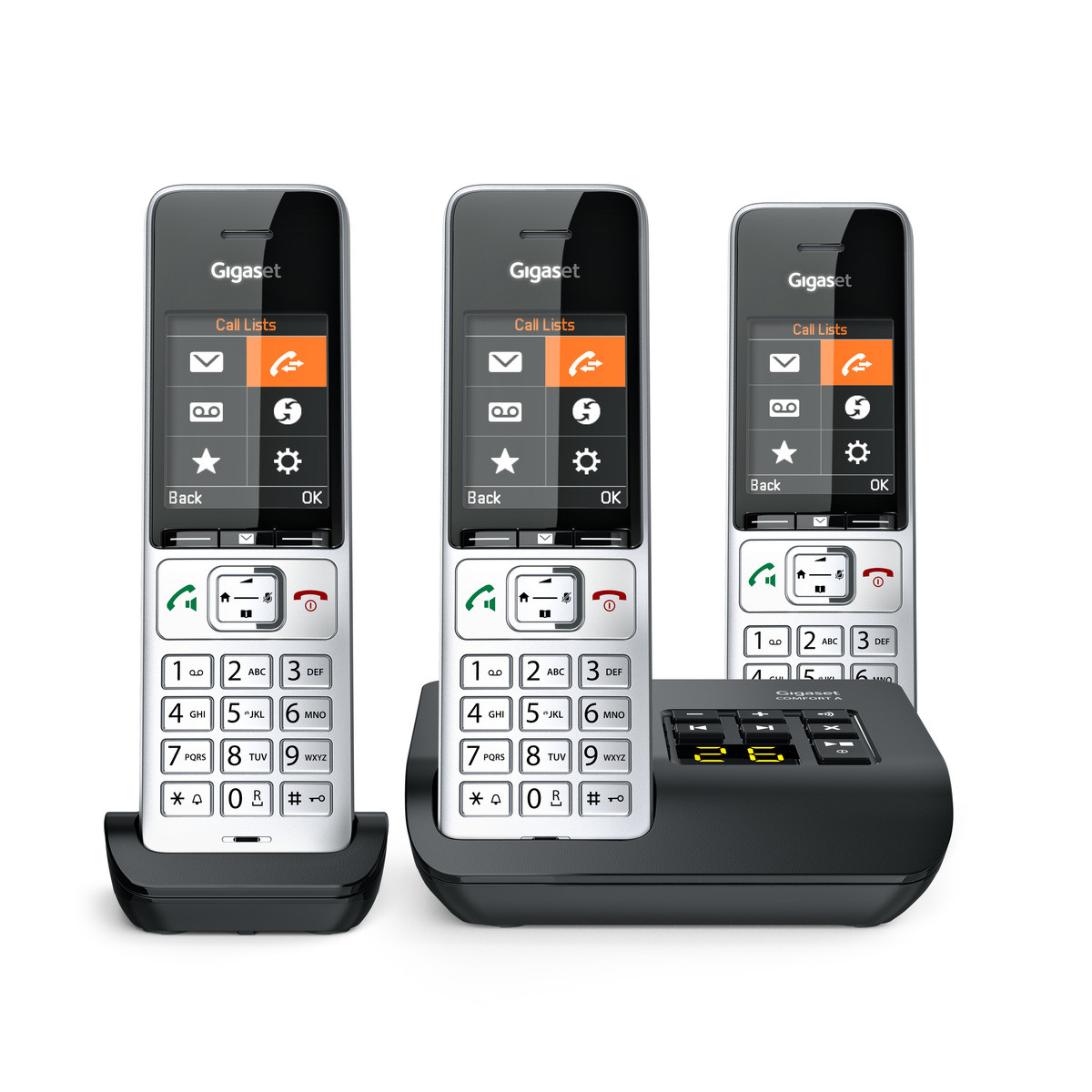 Gigaset COMFORT 500A Trio Schnurlostelefon mit Anrufbeantworter Silver Black