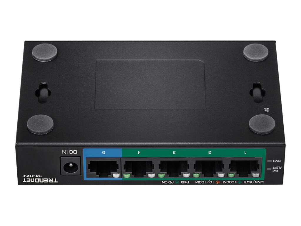 TRENDnet TPE TG52 5-Port Gigabit PoE+ Switch Schwarz