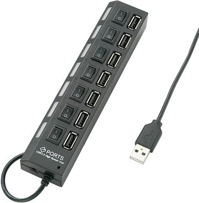 Renkforce RF-4847589 Schnittstellen-Hub USB 2.0 480 Mbit/s Schwarz (RF-4847589)