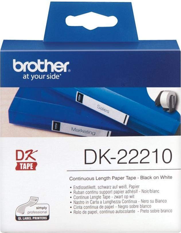 Brother DK-22210 Etikettenrolle Schwarz auf Weiß 29 mm x 30,5 m