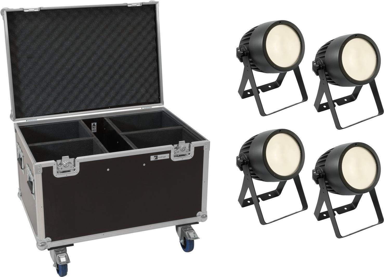 EUROLITE Set 4x LED Theatre COB 200 WW + Case mit Rollen (20000874)