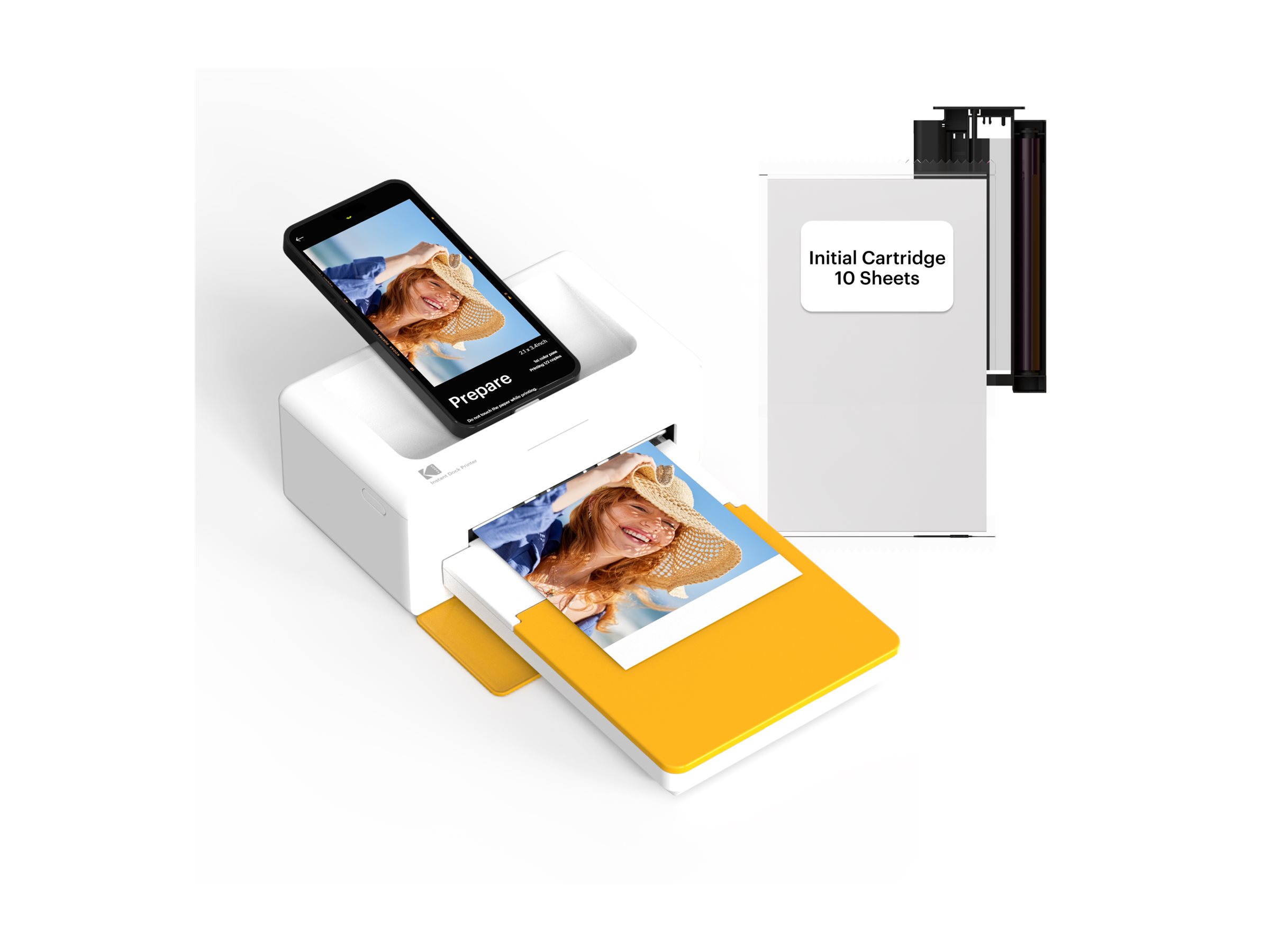 Kodak Instant DockPrinter PD460Y Fotodrucker 4" x 6" Farbstoffsublimation WLAN Bluetooth USB-C Weiß, Gelb